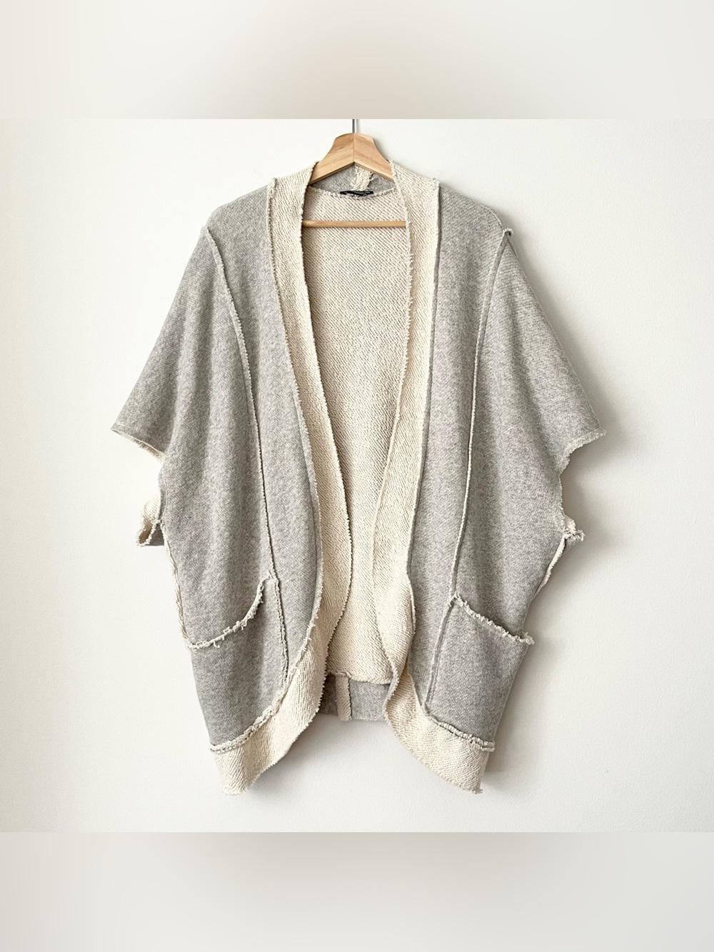 Drew Women's Oversized Sweatshirt Cardigan OS Gray 100% Cotton USA Lagenlook